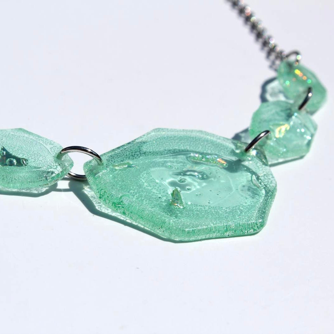 Upcycled CD 'Pebble' New Collection Statement Necklace and matching Earrings