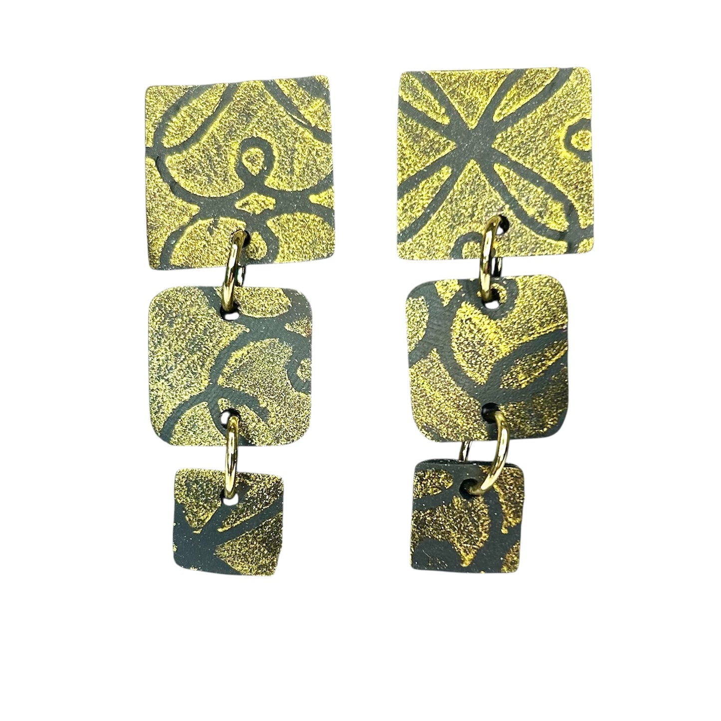 Flat Cut Rubber Inner Tube Dangle Statement Earrings