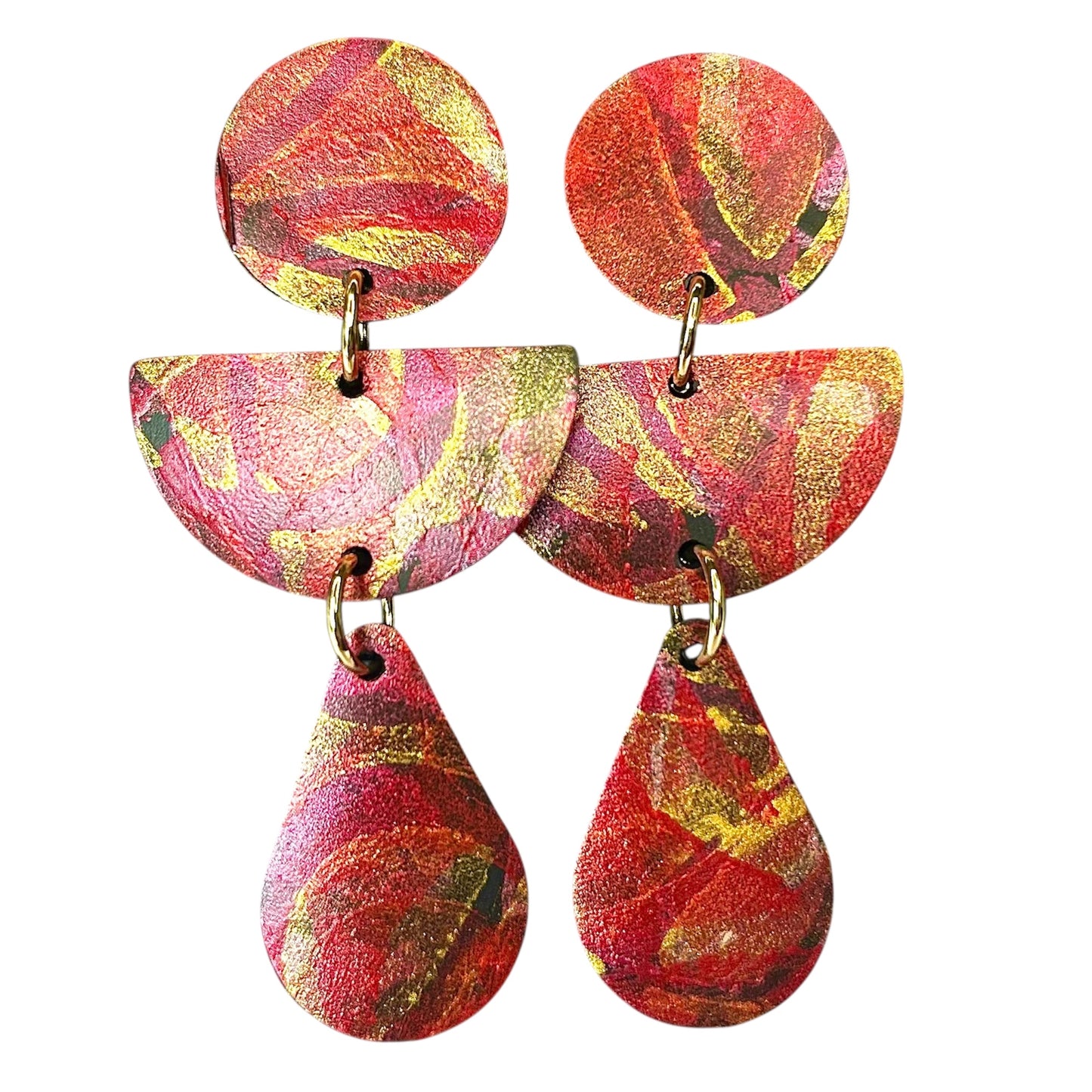 Flat Cut Rubber Inner Tube Dangle Statement Earrings