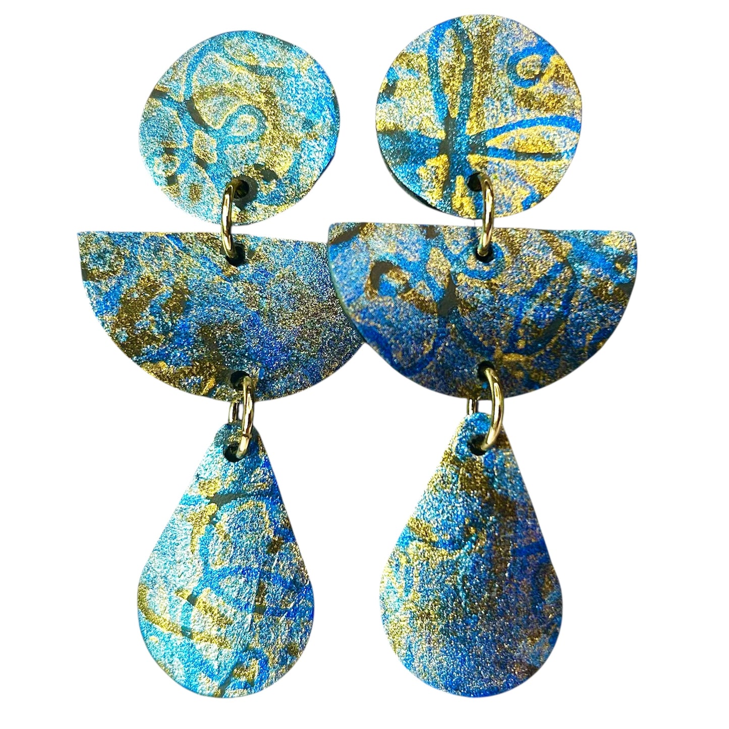 Flat Cut Rubber Inner Tube Dangle Statement Earrings