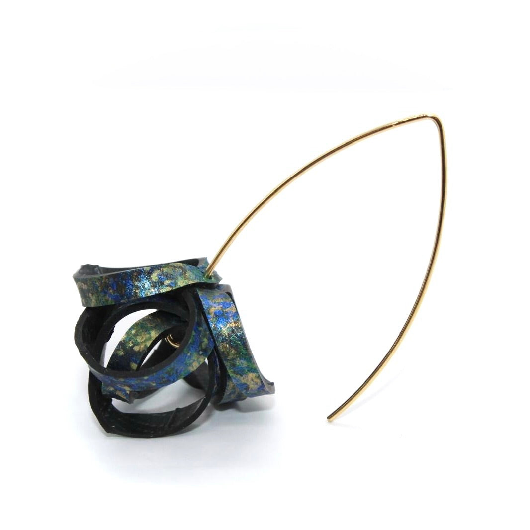 Hand painted Rubber 'Popcorn' Hook Earrings