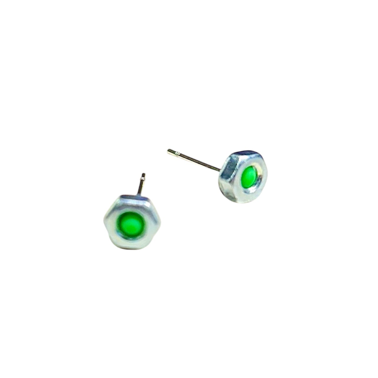 Metal nut earring studs
