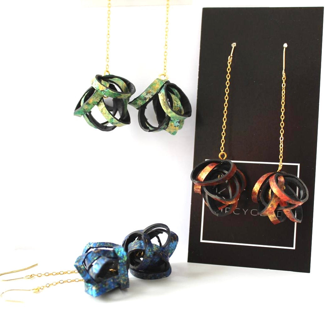 Hand painted Rubber 'Popcorn' Chain Earrings