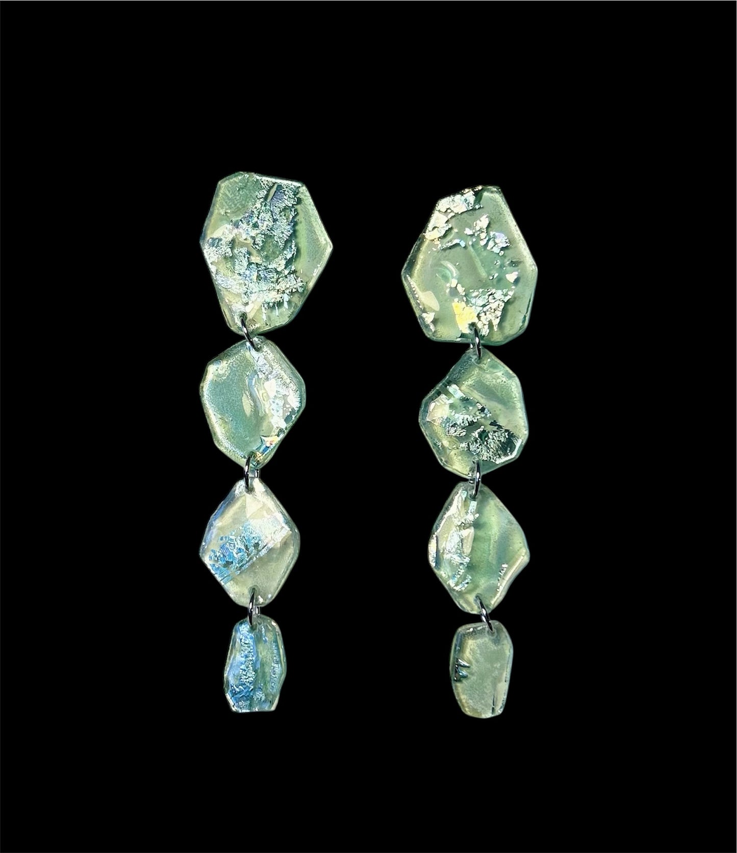 Cd Seaglass Statement Earrings 'pebble' four tier