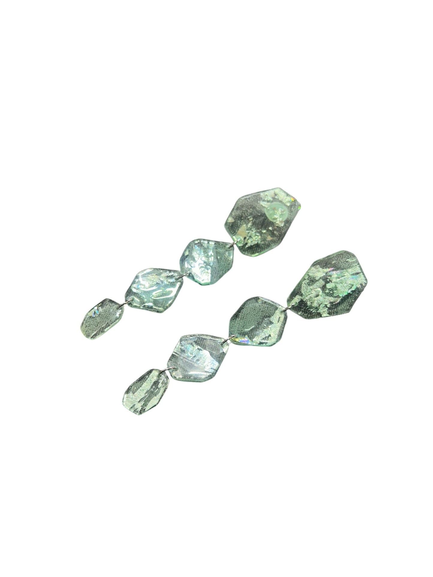 Cd Seaglass Statement Earrings 'pebble' four tier