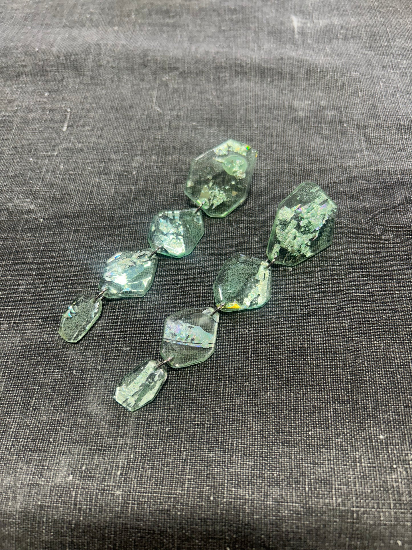 Cd Seaglass Statement Earrings 'pebble' four tier