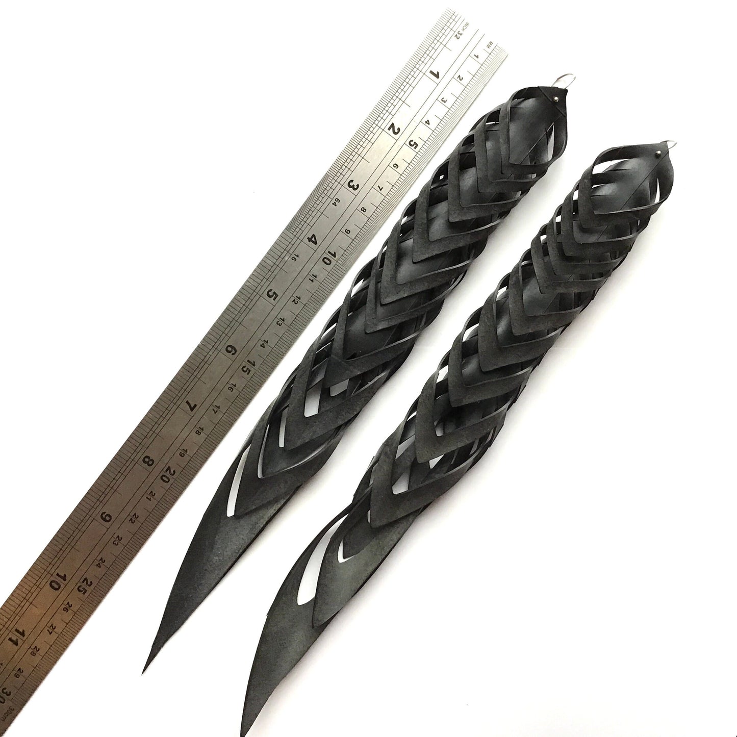 Upcycled Rubber Bicycle Inner Tube - Mega Long Feather Style Earrings