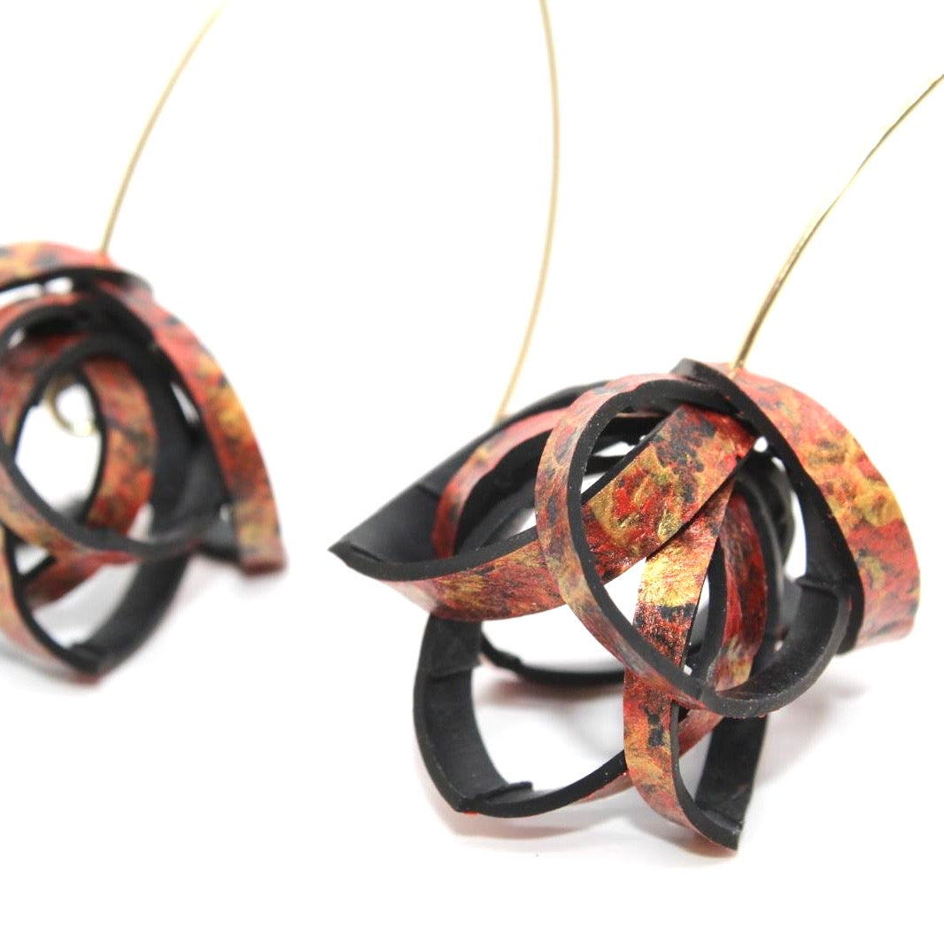Hand painted Rubber 'Popcorn' Hook Earrings