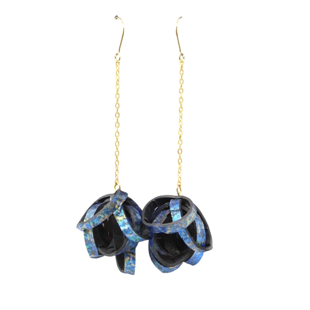Hand painted Rubber 'Popcorn' Chain Earrings