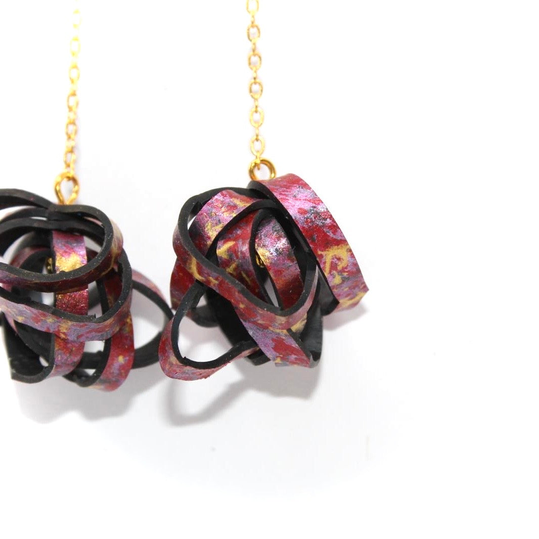 Hand painted Rubber 'Popcorn' Chain Earrings
