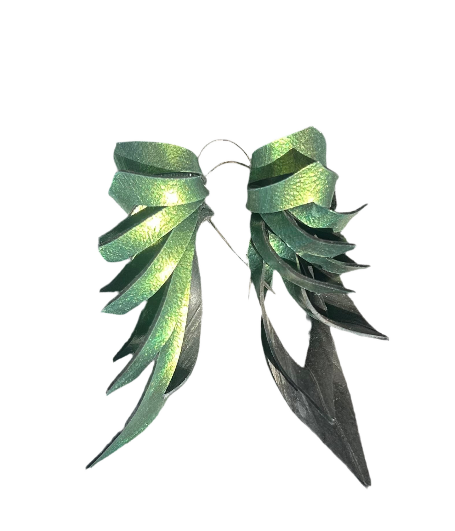 Medium Abstract Leaf Shape Inner tube Statement Earring with Recycled Sterling SIlver Hooks