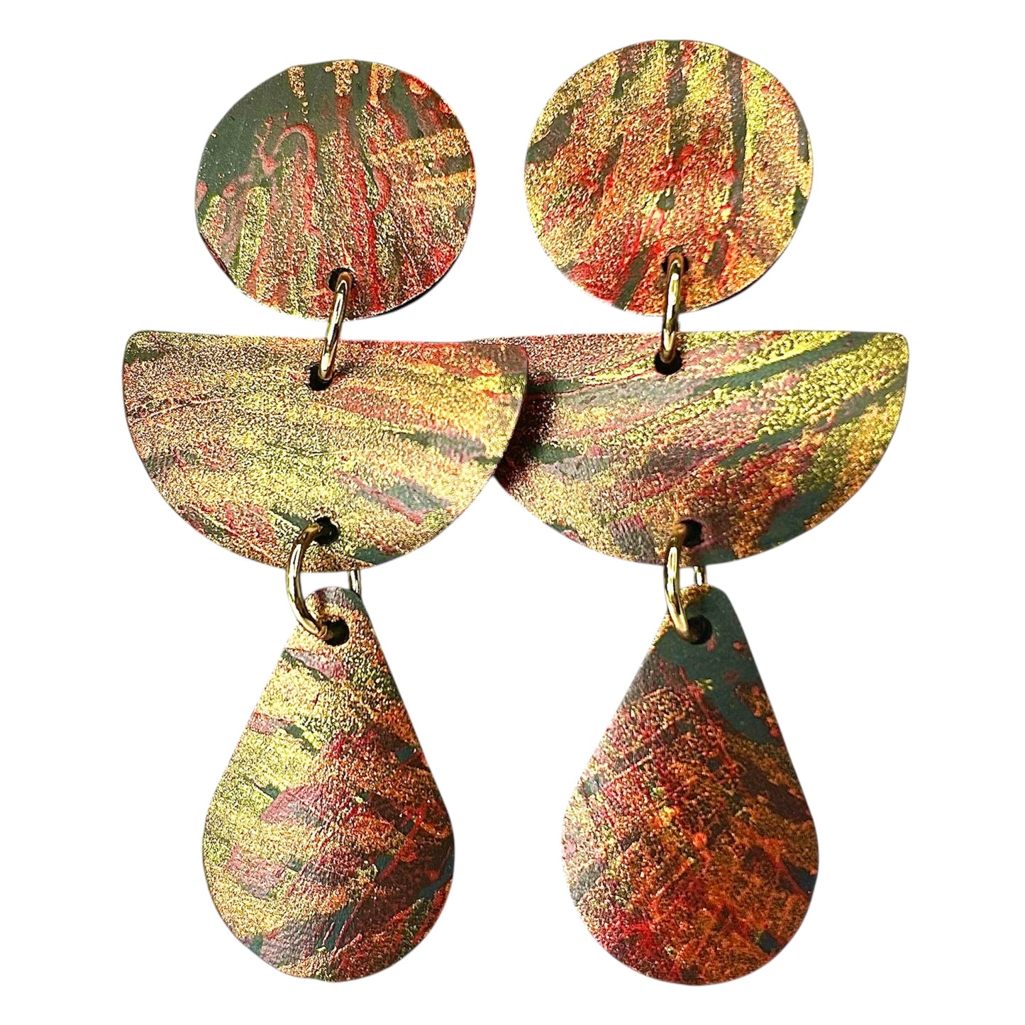 Flat Cut Rubber Inner Tube Dangle Statement Earrings