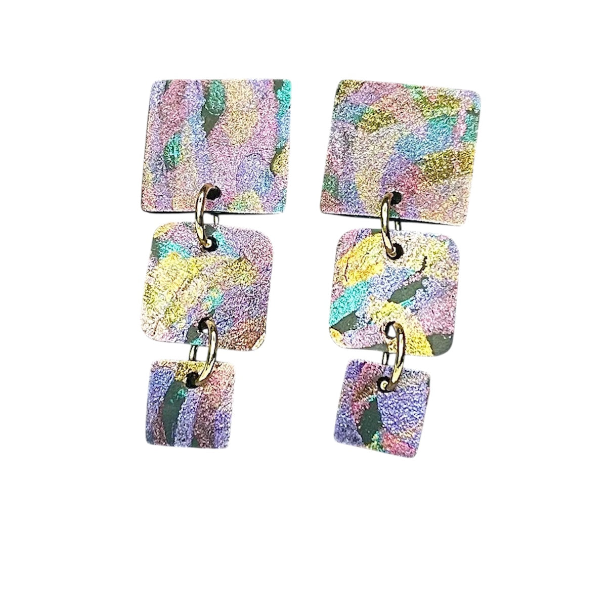 Flat Cut Rubber Inner Tube Dangle Statement Earrings