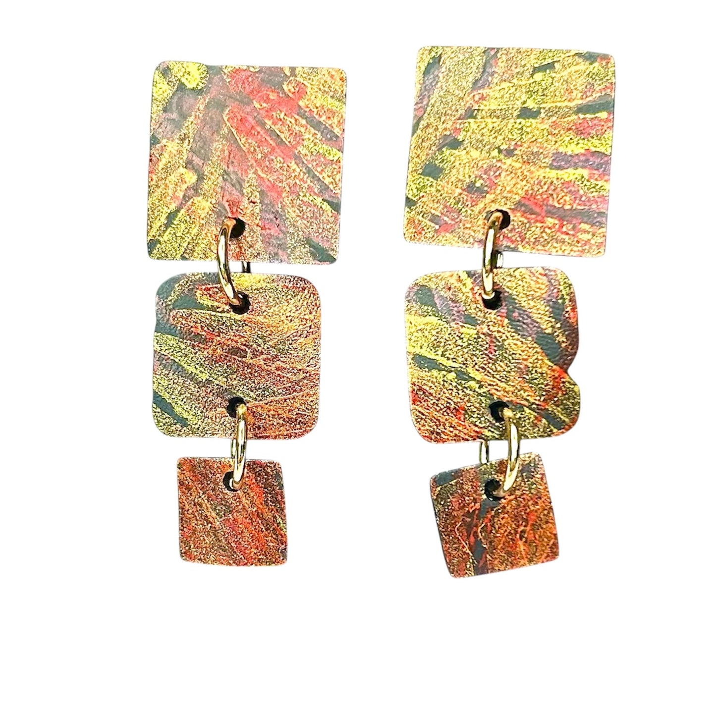 Flat Cut Rubber Inner Tube Dangle Statement Earrings