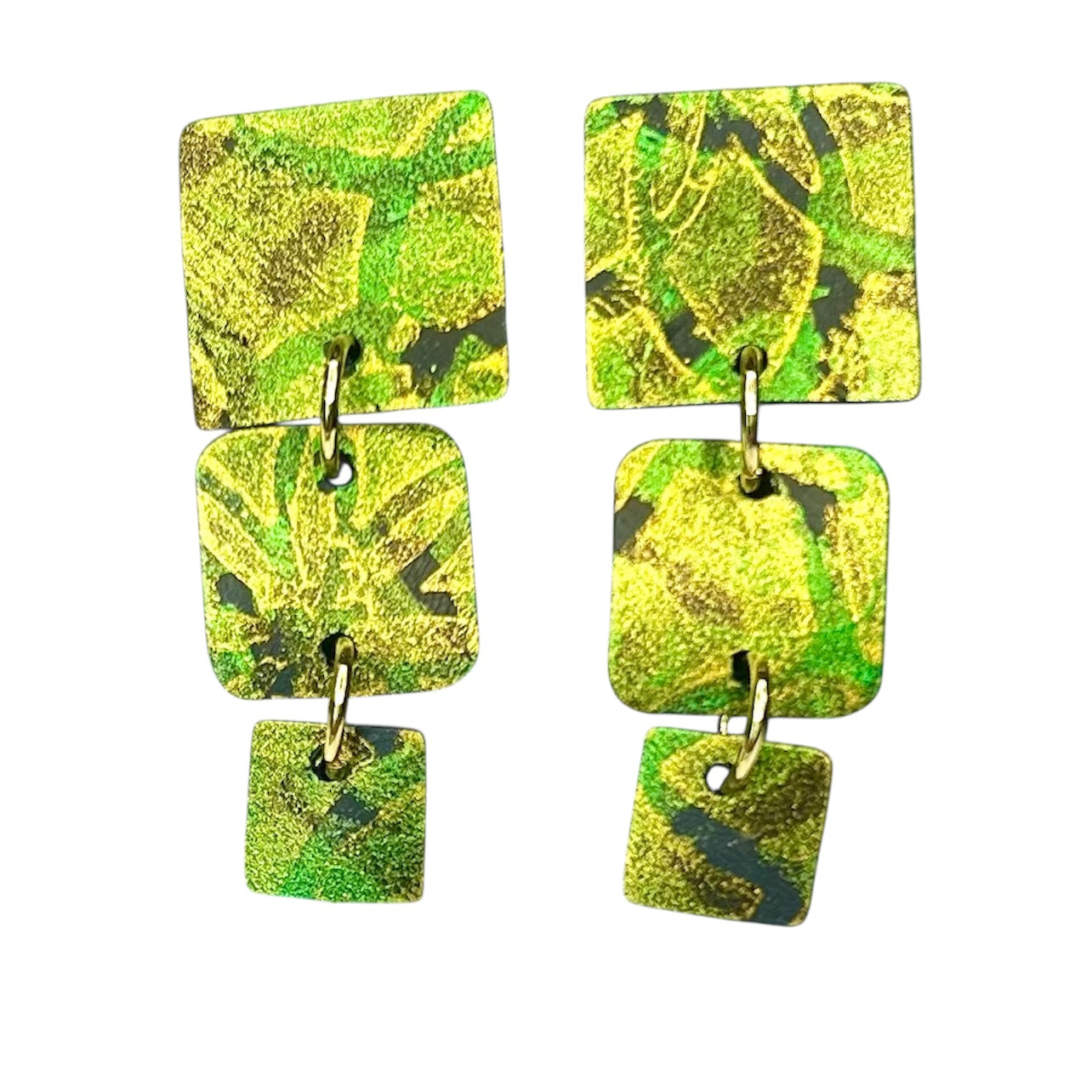 Flat Cut Rubber Inner Tube Dangle Statement Earrings