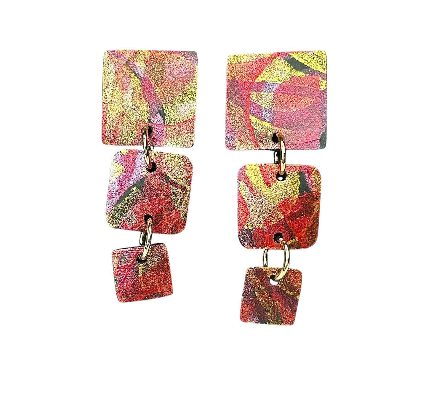 Flat Cut Rubber Inner Tube Dangle Statement Earrings