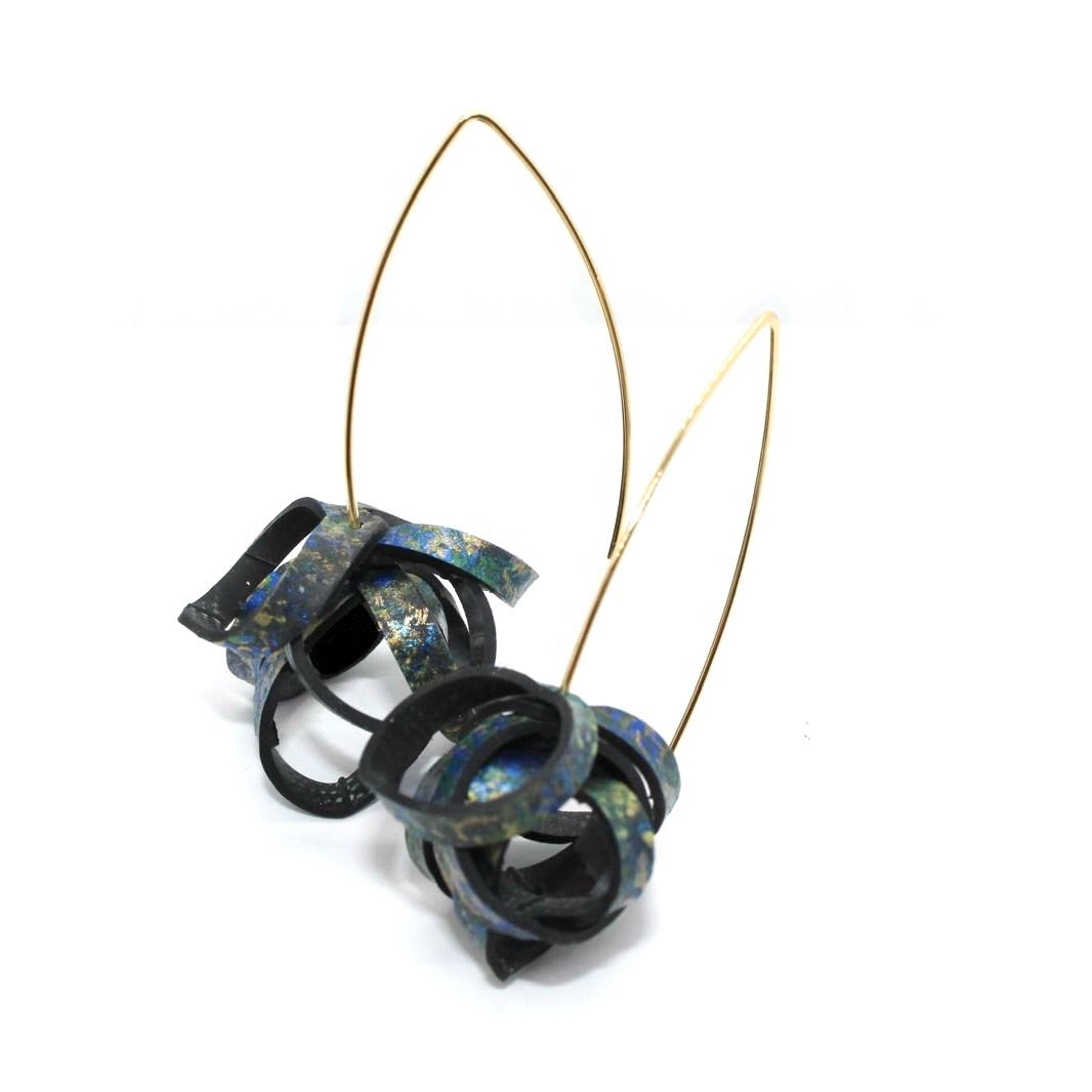 Hand painted Rubber 'Popcorn' Hook Earrings