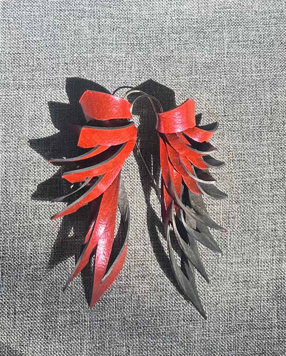 Medium Abstract Leaf Shape Inner tube Statement Earring with Recycled Sterling SIlver Hooks