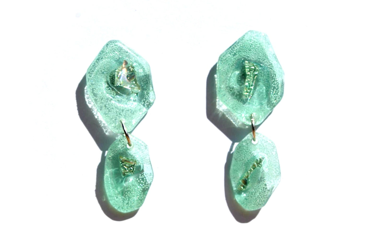 Small 'pebble' CD Seaglass earrings and matching pendant