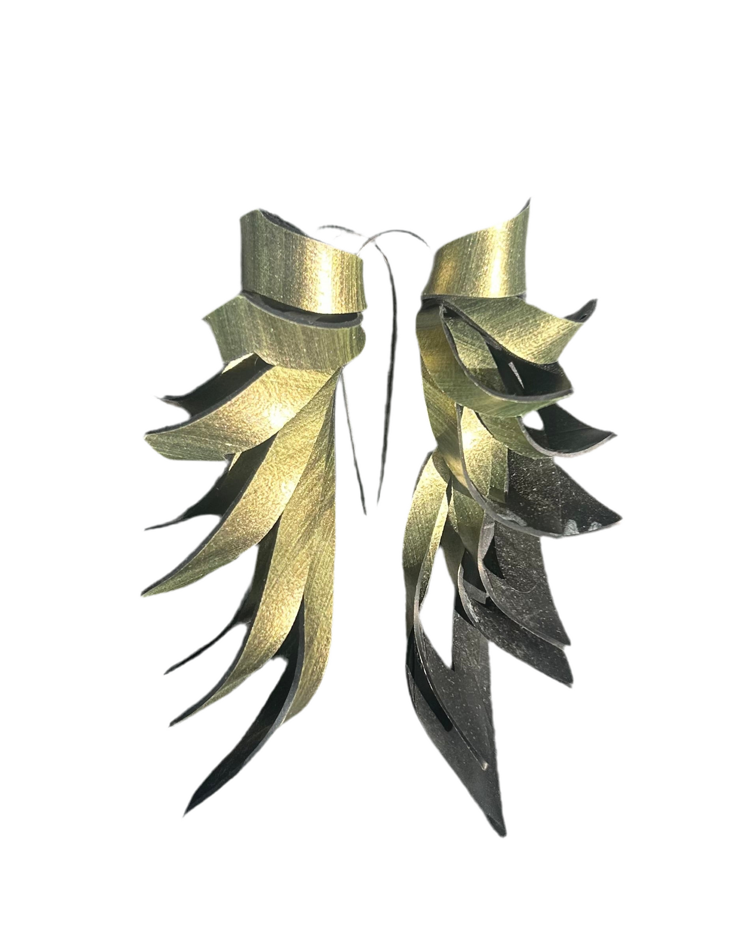 Medium Abstract Leaf Shape Inner tube Statement Earring with Recycled Sterling SIlver Hooks