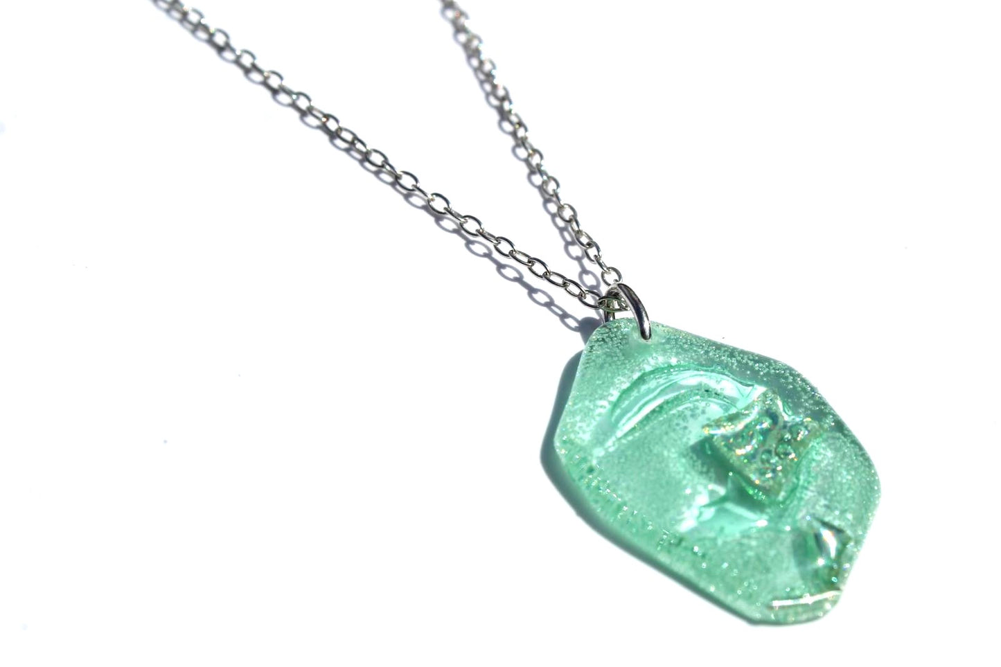 Small 'pebble' CD Seaglass earrings and matching pendant