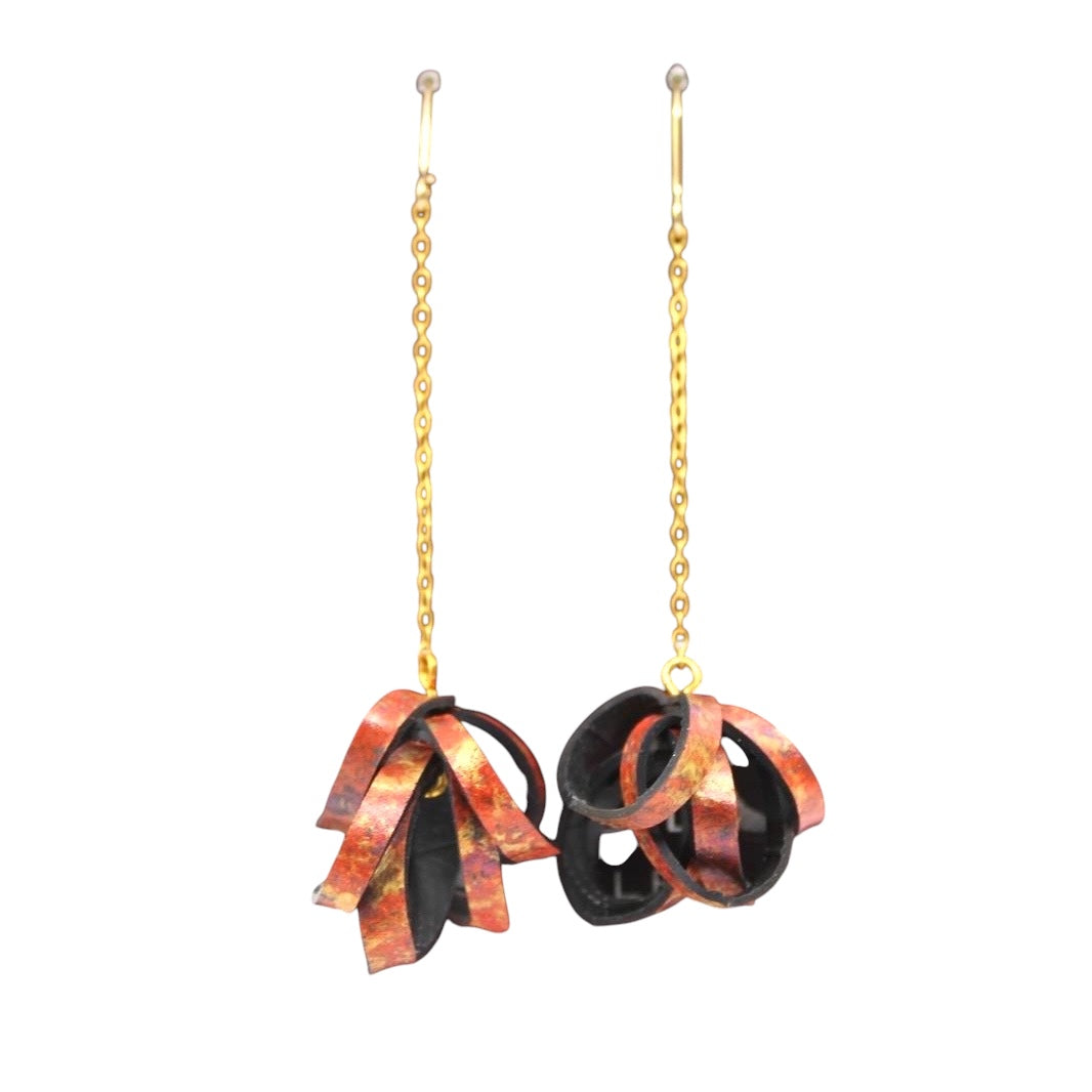 Hand painted Rubber 'Popcorn' Chain Earrings