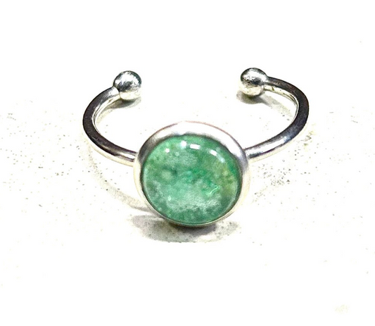 Rings seaglass colour Upcycled Cd adjustable
