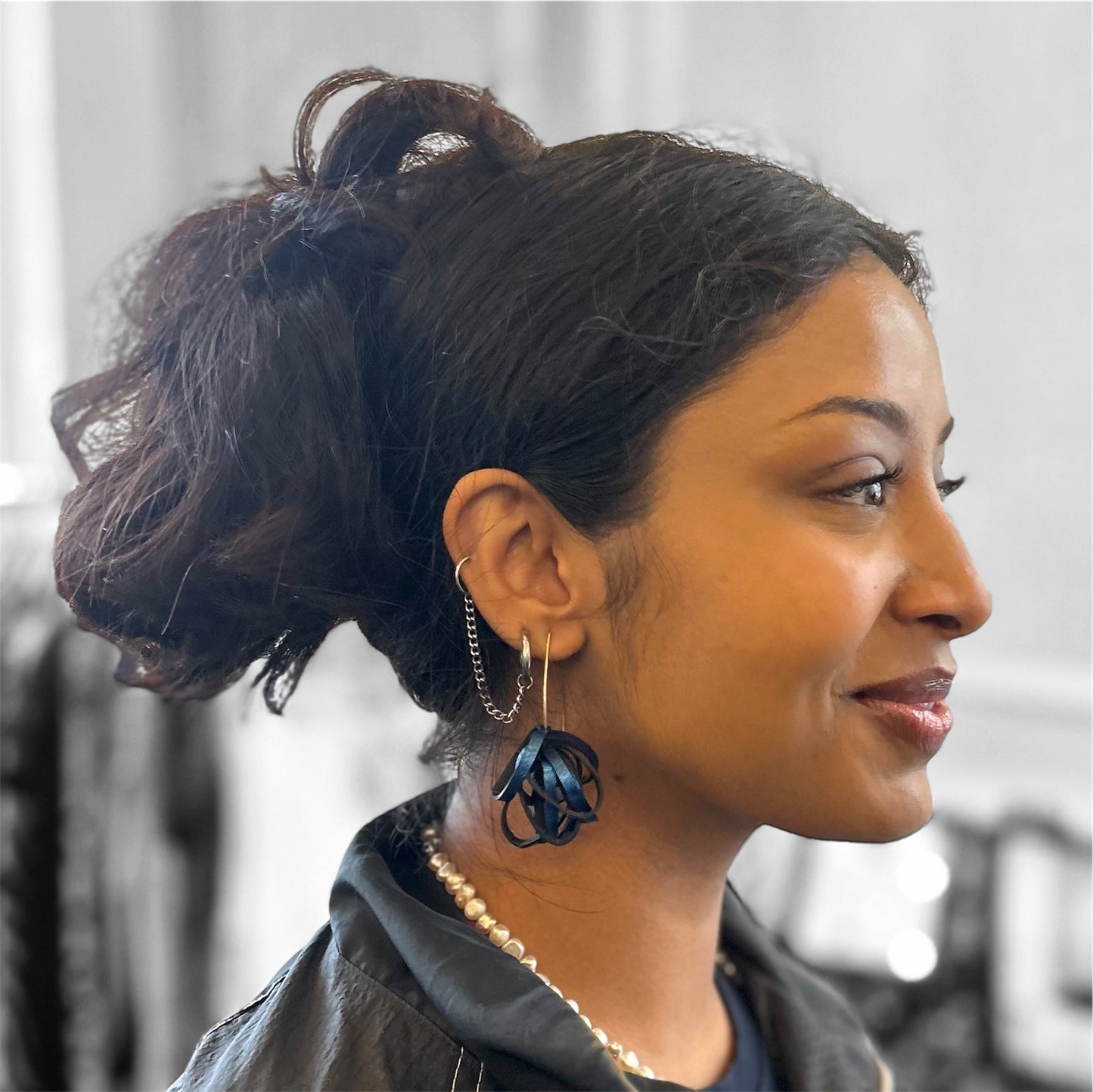 Rubber Pom Pom Hook Earrings