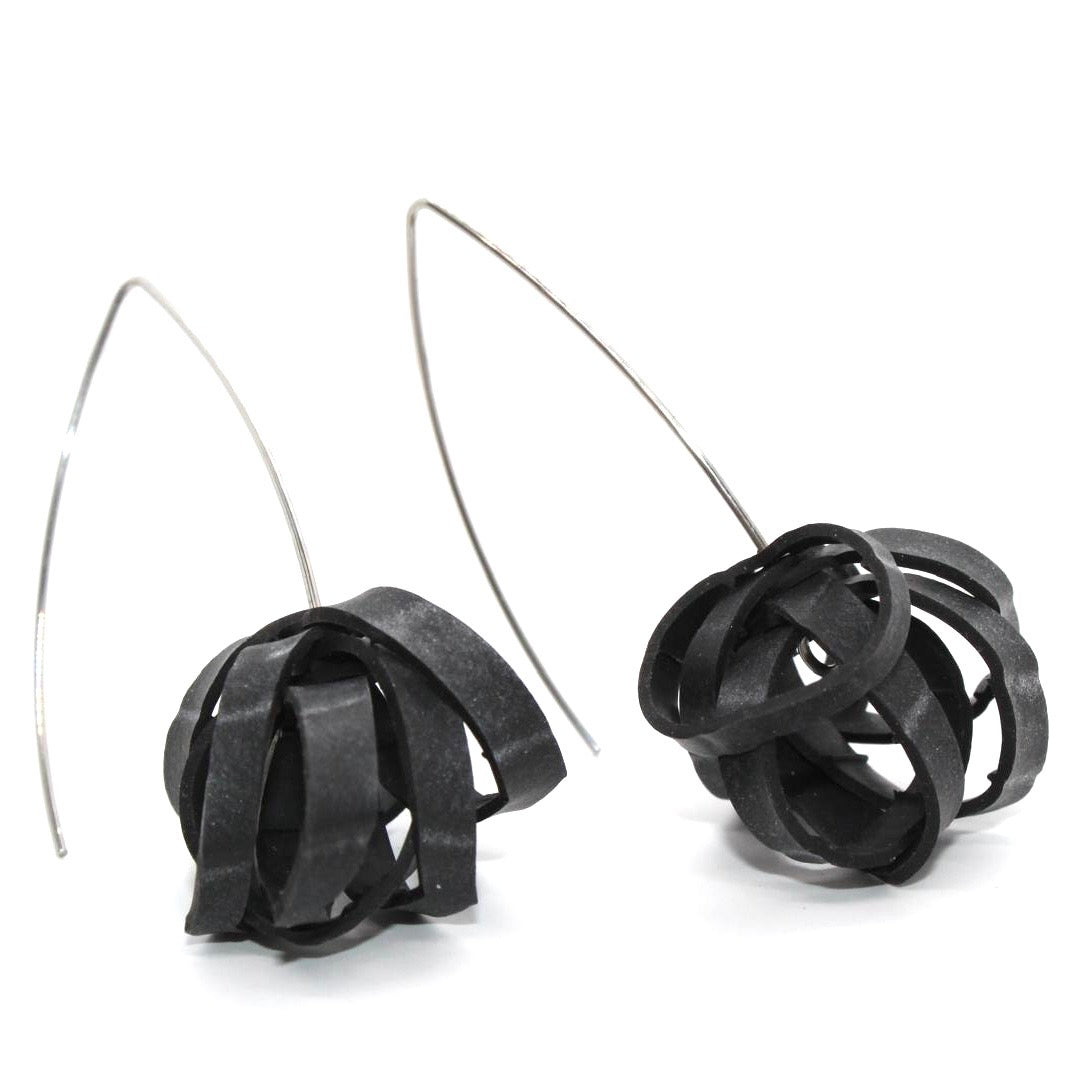 Hand painted Rubber 'Popcorn' Hook Earrings