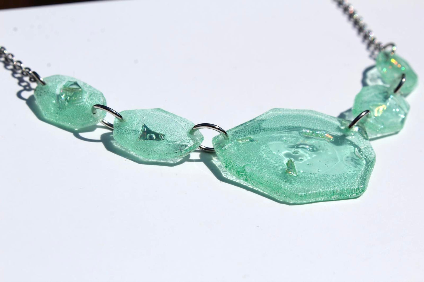 Upcycled CD 'Pebble' New Collection Statement Necklace and matching Earrings
