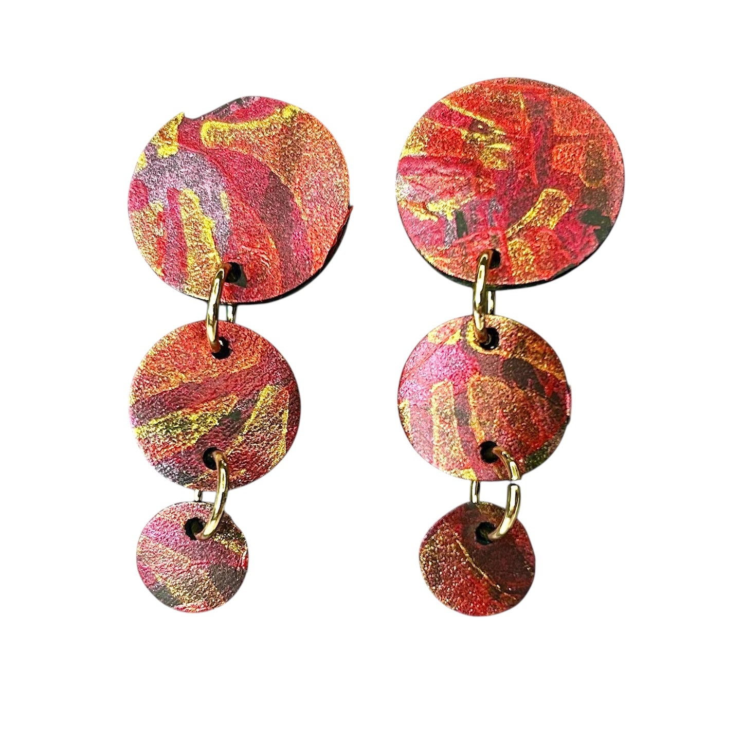 Flat Cut Rubber Inner Tube Dangle Statement Earrings