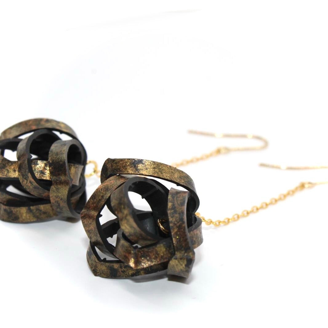 Hand painted Rubber 'Popcorn' Chain Earrings