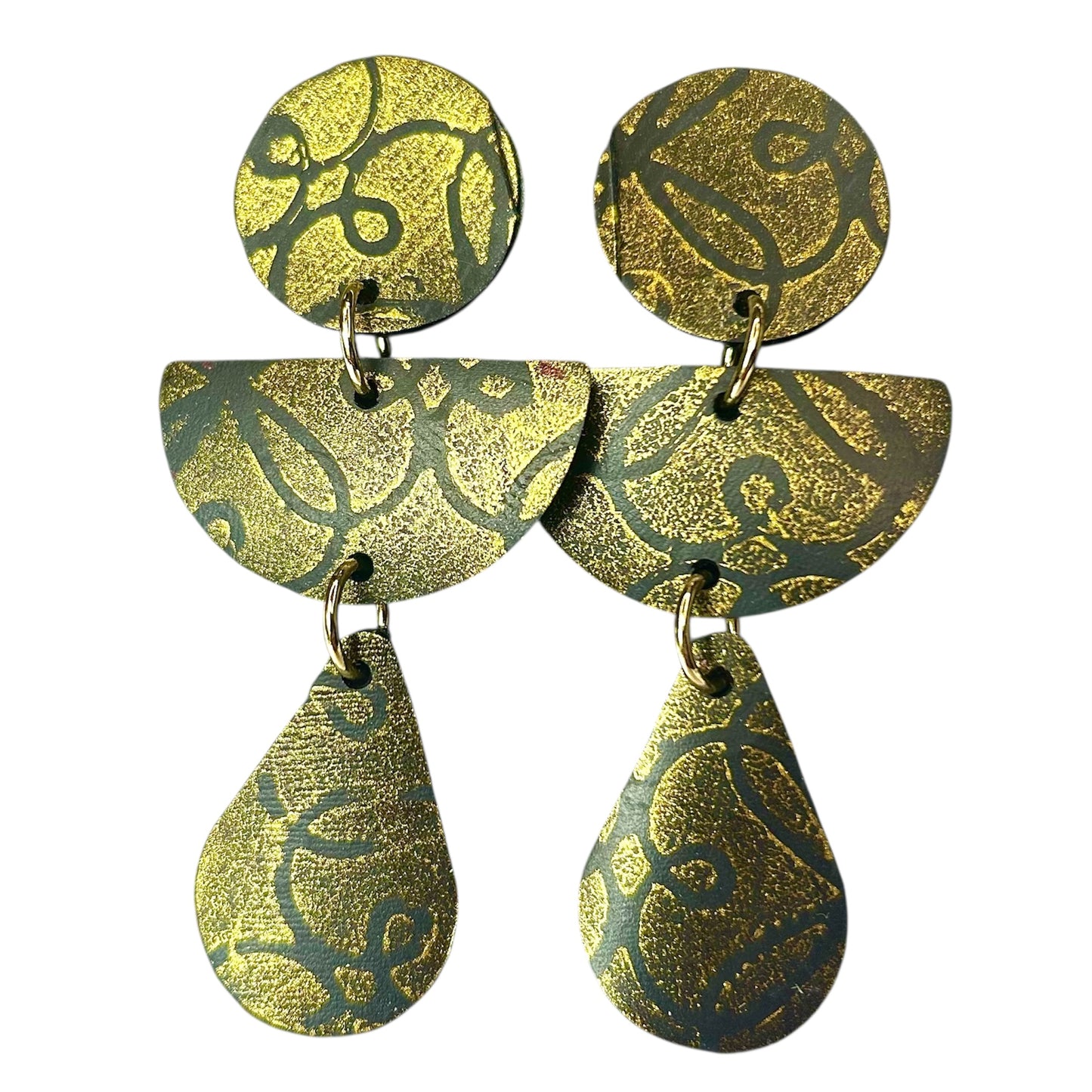 Flat Cut Rubber Inner Tube Dangle Statement Earrings