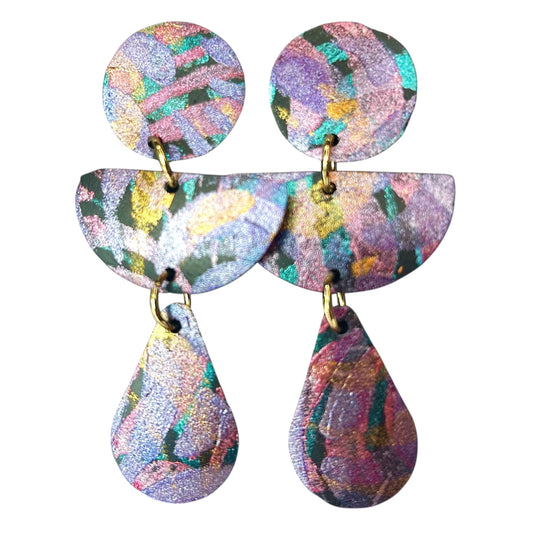 Flat Cut Rubber Inner Tube Dangle Statement Earrings