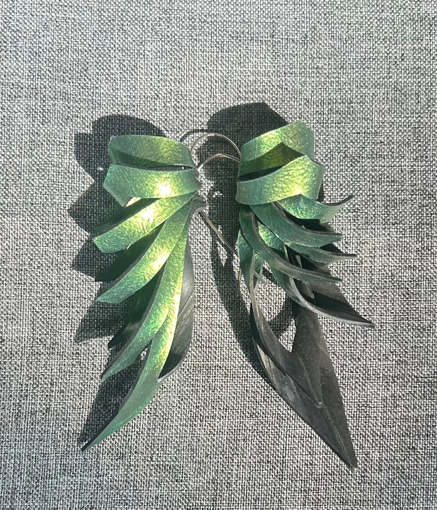 Medium Abstract Leaf Shape Inner tube Statement Earring with Recycled Sterling SIlver Hooks