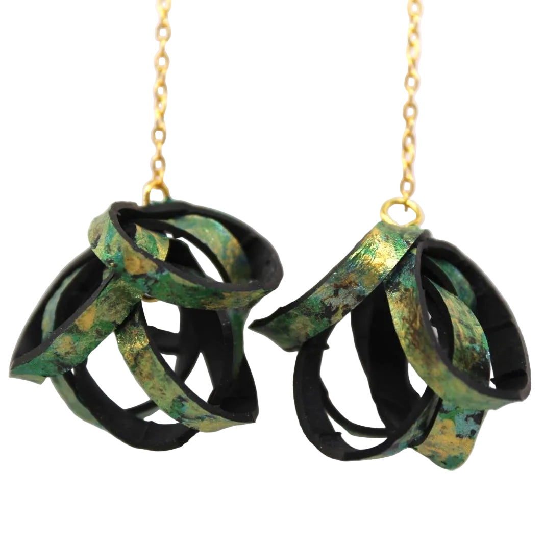 Hand painted Rubber 'Popcorn' Chain Earrings