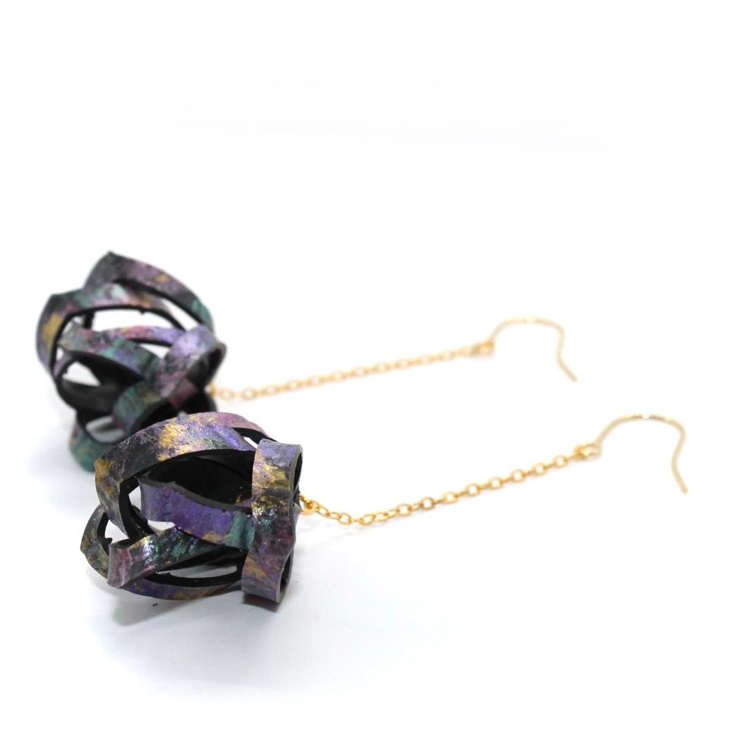 Hand painted Rubber 'Popcorn' Chain Earrings