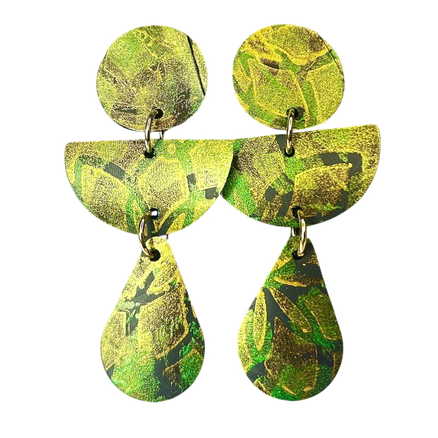 Flat Cut Rubber Inner Tube Dangle Statement Earrings