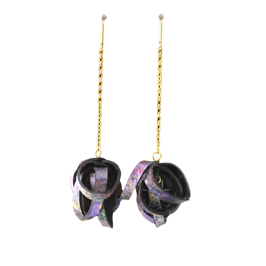Hand painted Rubber 'Popcorn' Chain Earrings