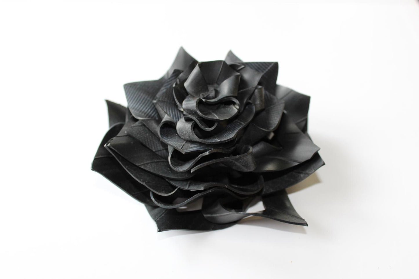 Upcycled bicycle inner tube rubber corsage