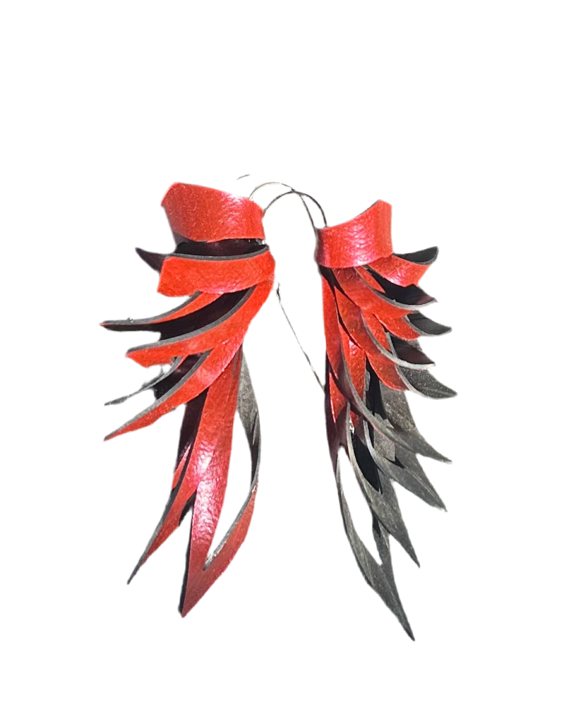 Medium Abstract Leaf Shape Inner tube Statement Earring with Recycled Sterling SIlver Hooks
