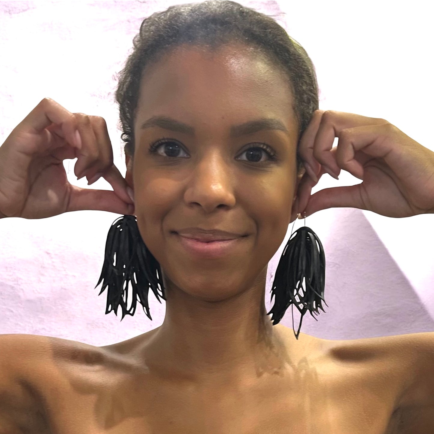 Shaggy Rubber Hook Statement Earrings