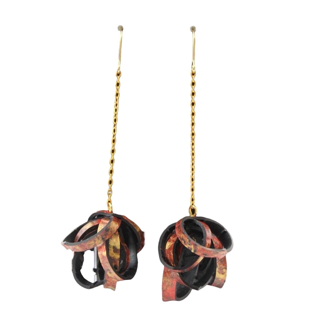 Hand painted Rubber 'Popcorn' Chain Earrings