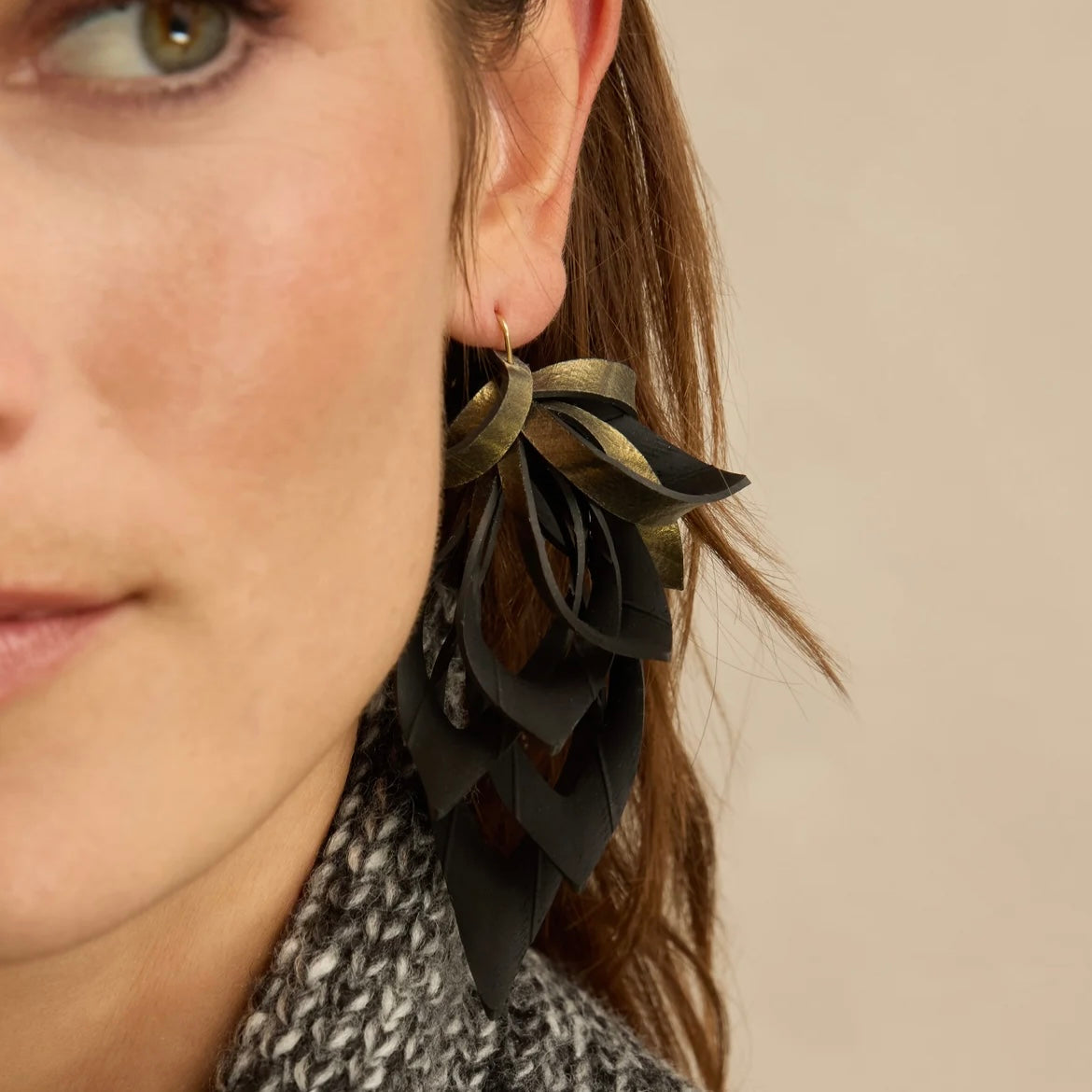 Abstract Rubber 'Leaf' Statement Earrings