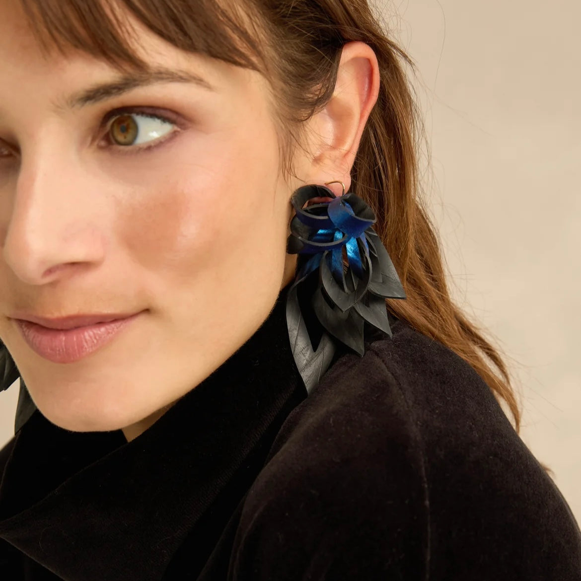 Abstract Rubber 'Leaf' Statement Earrings