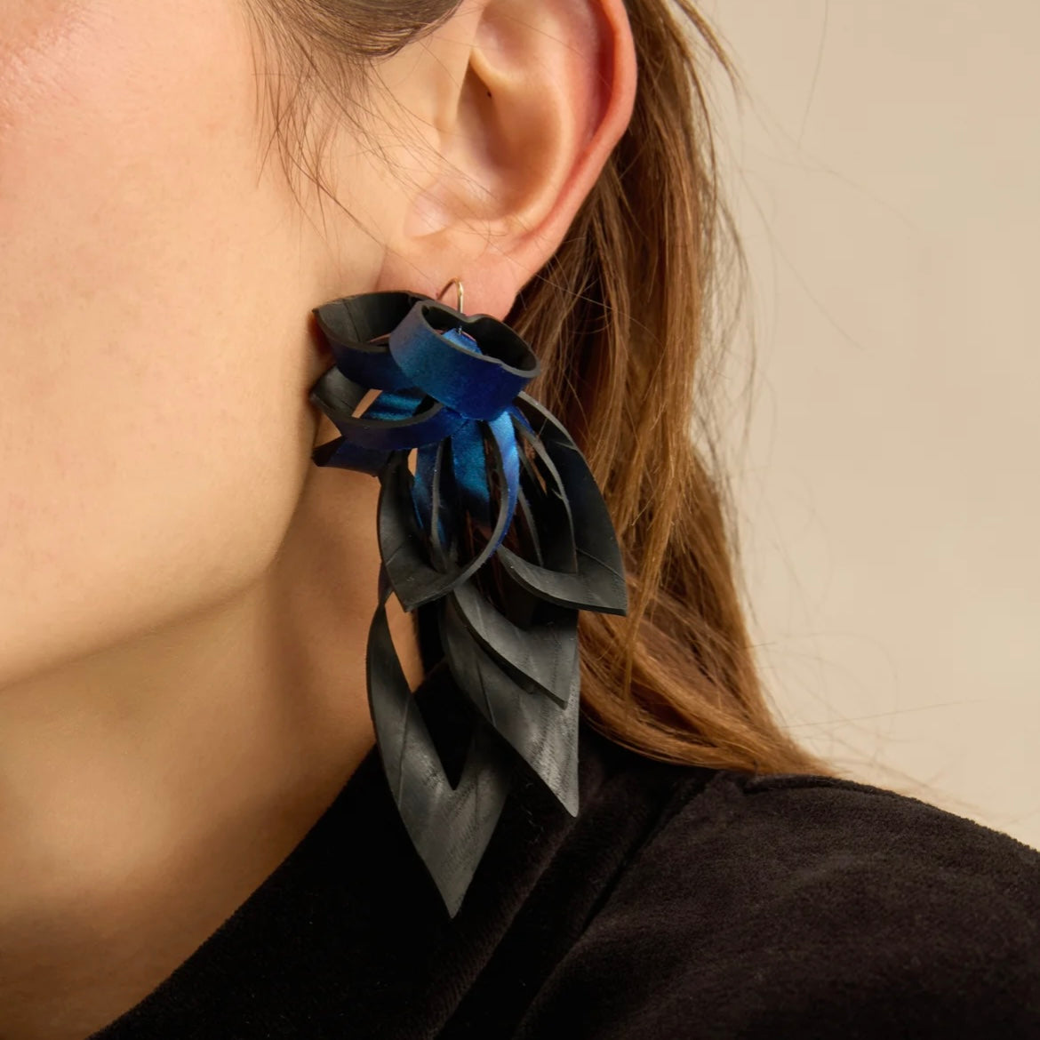 Abstract Rubber 'Leaf' Statement Earrings