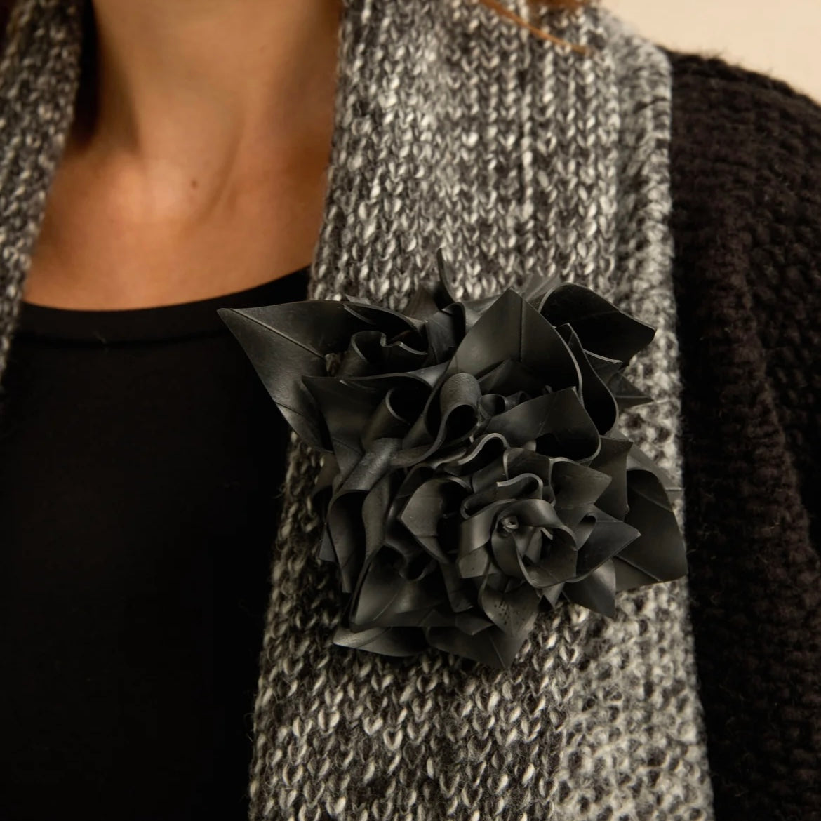 Upcycled bicycle inner tube rubber corsage