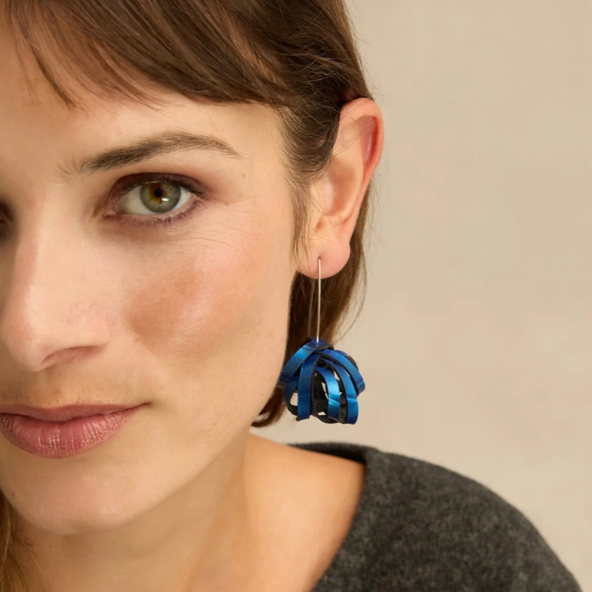 Rubber Pom Pom Hook Earrings