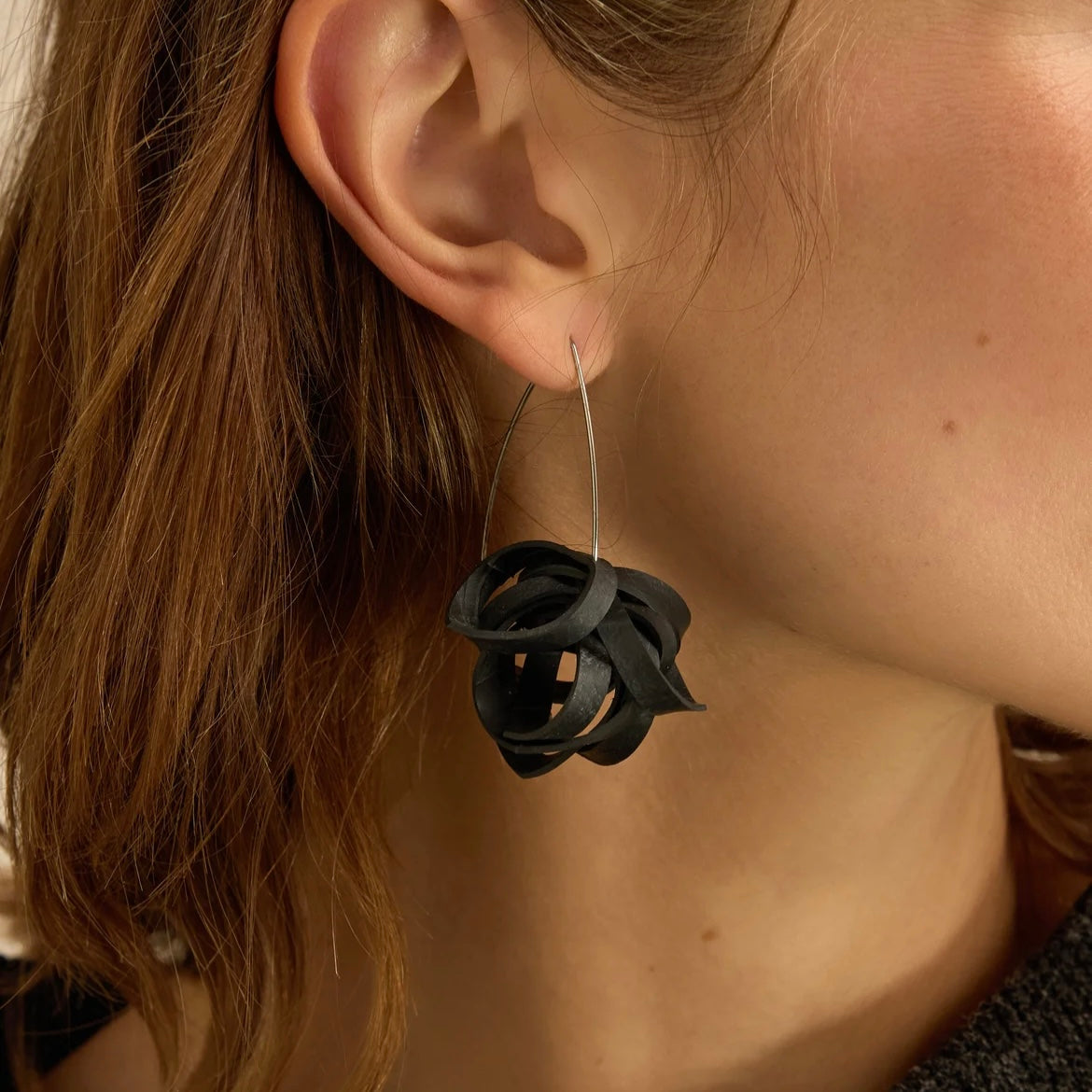 Rubber Pom Pom Hook Earrings