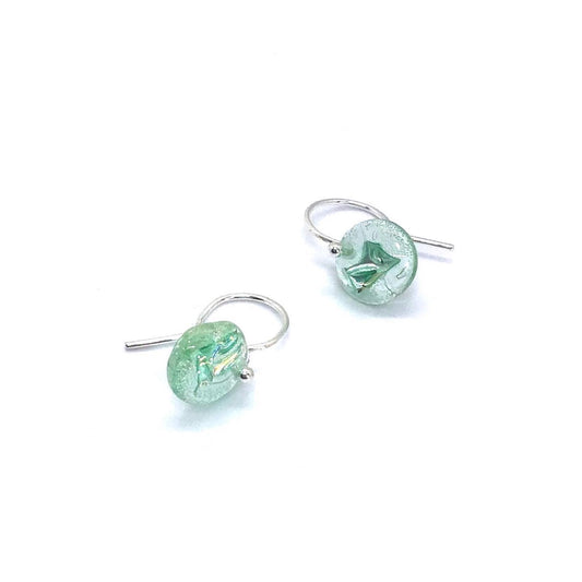 Upcycled cd 1cm round earring on sterling silver hooks